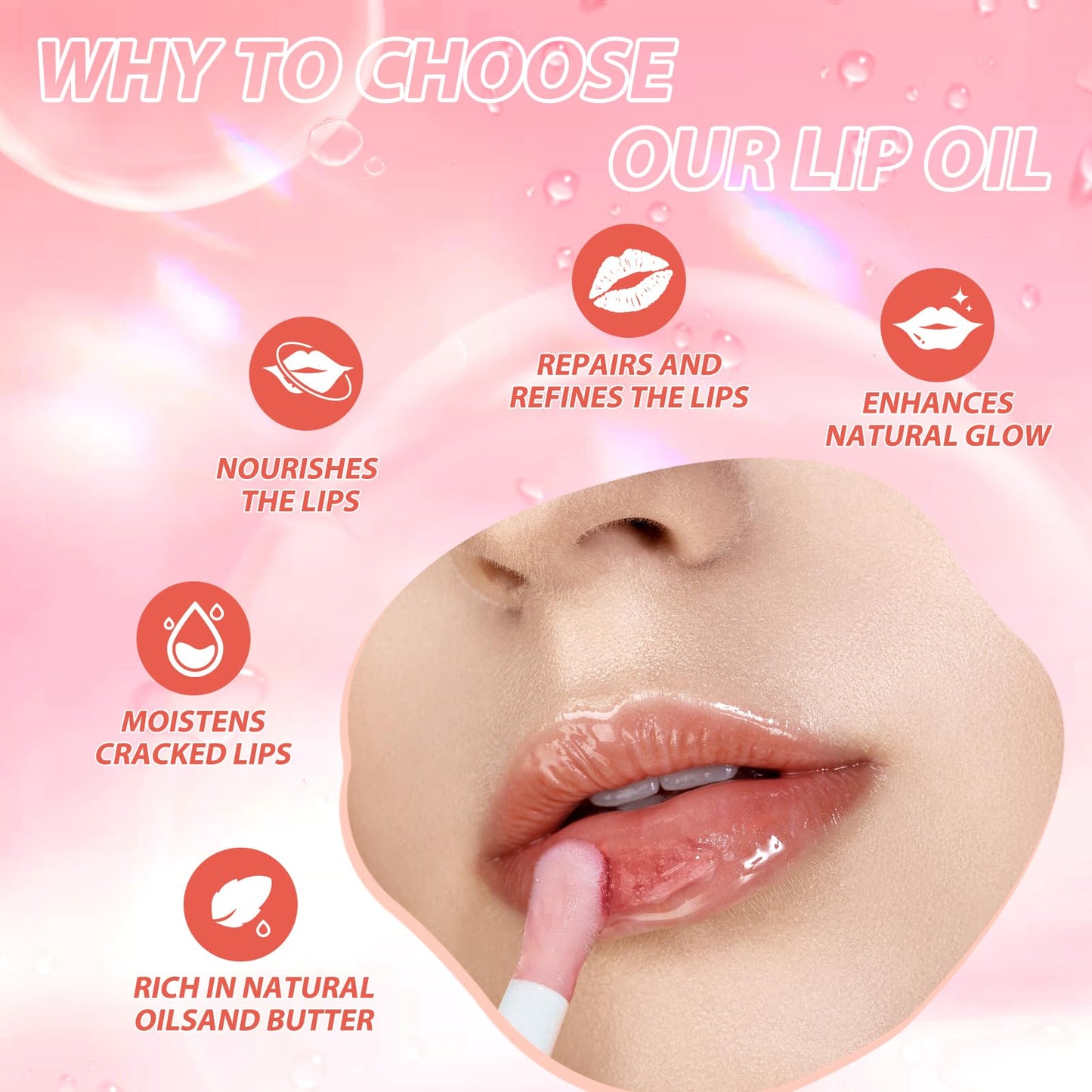 LANGMANNI Moisturizing Lip Oil,No-Sticky Lip Gloss Lip Balm Lip Care,Fruit Flavoured Lip Oil For Dry Lip's Moisturizing Hydrating And Nourishing ((Strawberry)) - dailyvitalstore