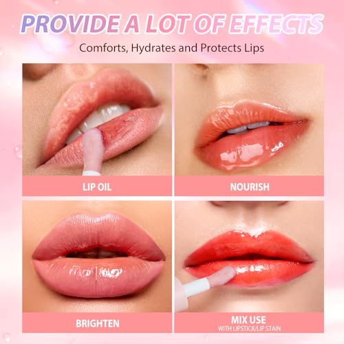 LANGMANNI Moisturizing Lip Oil,No-Sticky Lip Gloss Lip Balm Lip Care,Fruit Flavoured Lip Oil For Dry Lip's Moisturizing Hydrating And Nourishing ((Strawberry)) - dailyvitalstore