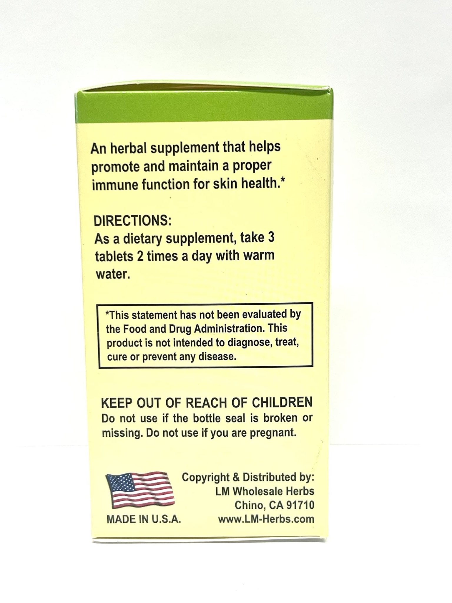 Lao Wei Derma Formula Herbal Supplement Helps Immune Function for Skin Health 500mg 60 Tablets Made in USA - dailyvitalstore