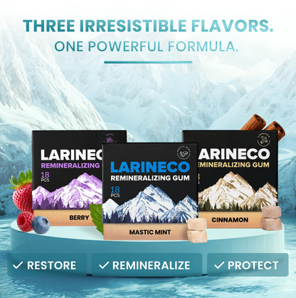 Larineco Remineralizing Gum with Nano Hydroxyapatite & Xylitol – Sugar-Free Xylitol Gum – Plastic-Free, Dye-Free, Aspartame-Free – Natural Base – 18 Pieces (18 Count (Pack of 3) - dailyvitalstore