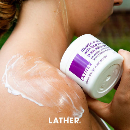LATHER Muscle Pain Relief Gel - Muscle Therapy to Aid Muscle Soreness - Fast Acting Gel with Menthol Helps Ease Back Pain Relief, Neck Pain Relief, Knee Pain Relief, Lower Back Pain Relief - 4 Oz - dailyvitalstore