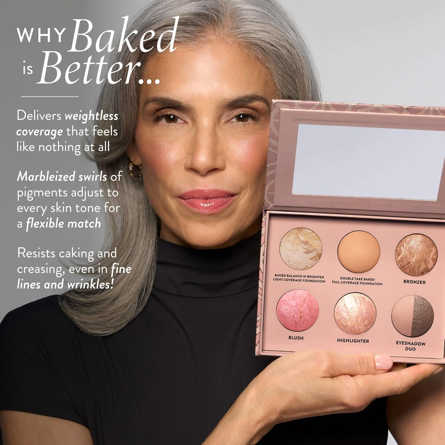 LAURA GELLER Baked Icons Complete Full Face Palette, Light | All-in-One Makeup Palette with Baked Foundations, Blush, Bronzer, Highlighter, Eyeshadows | Coverage for Mature Skin | Travel-Friendly - dailyvitalstore