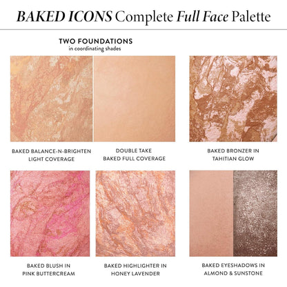 LAURA GELLER Baked Icons Complete Full Face Palette, Light | All-in-One Makeup Palette with Baked Foundations, Blush, Bronzer, Highlighter, Eyeshadows | Coverage for Mature Skin | Travel-Friendly - dailyvitalstore