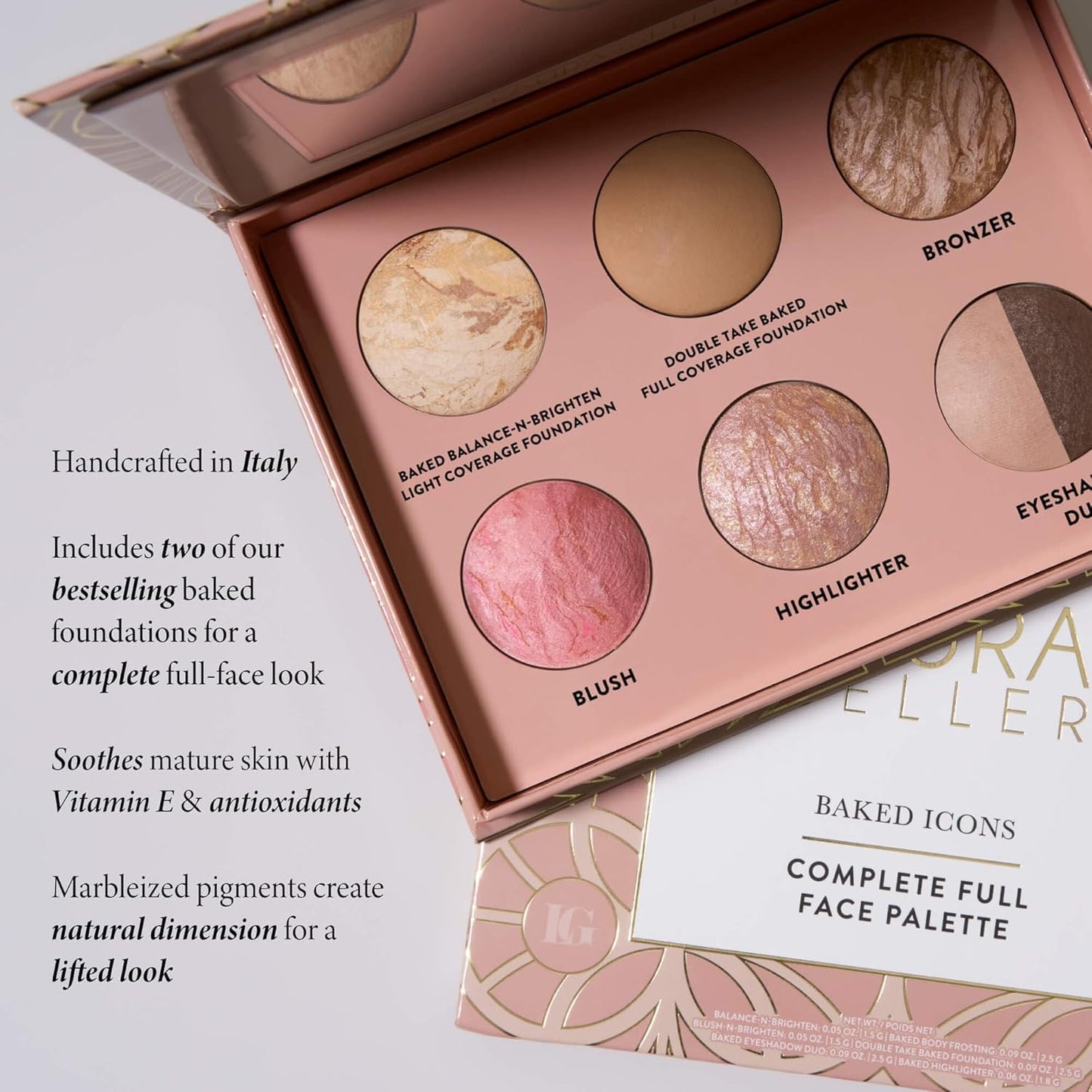 LAURA GELLER Baked Icons Complete Full Face Palette, Light | All-in-One Makeup Palette with Baked Foundations, Blush, Bronzer, Highlighter, Eyeshadows | Coverage for Mature Skin | Travel-Friendly - dailyvitalstore