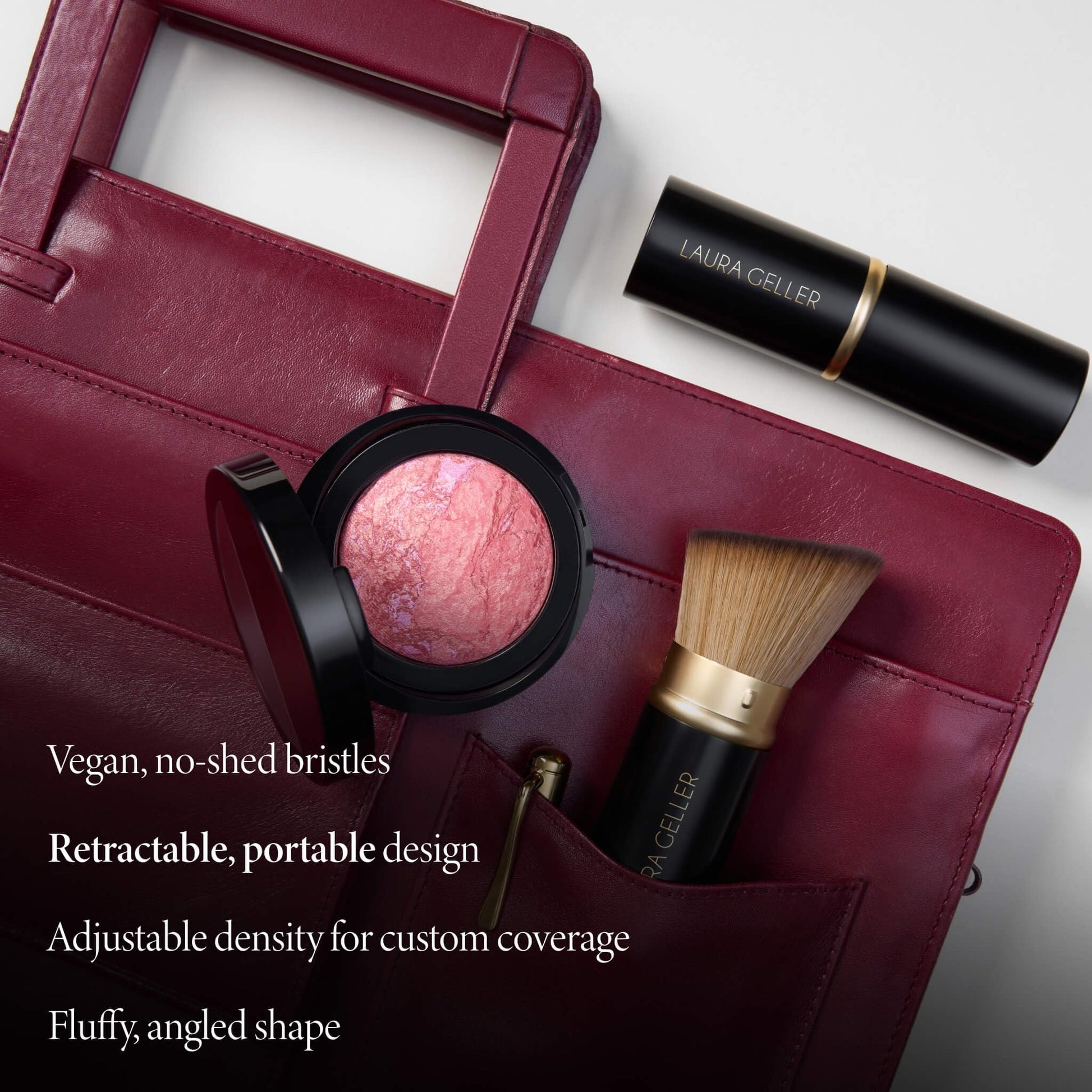 LAURA GELLER NEW YORK Cosmetic Professional Makeup Brushes - Cruelty-Free 02 Retractable Angled Kabuki Brush - dailyvitalstore