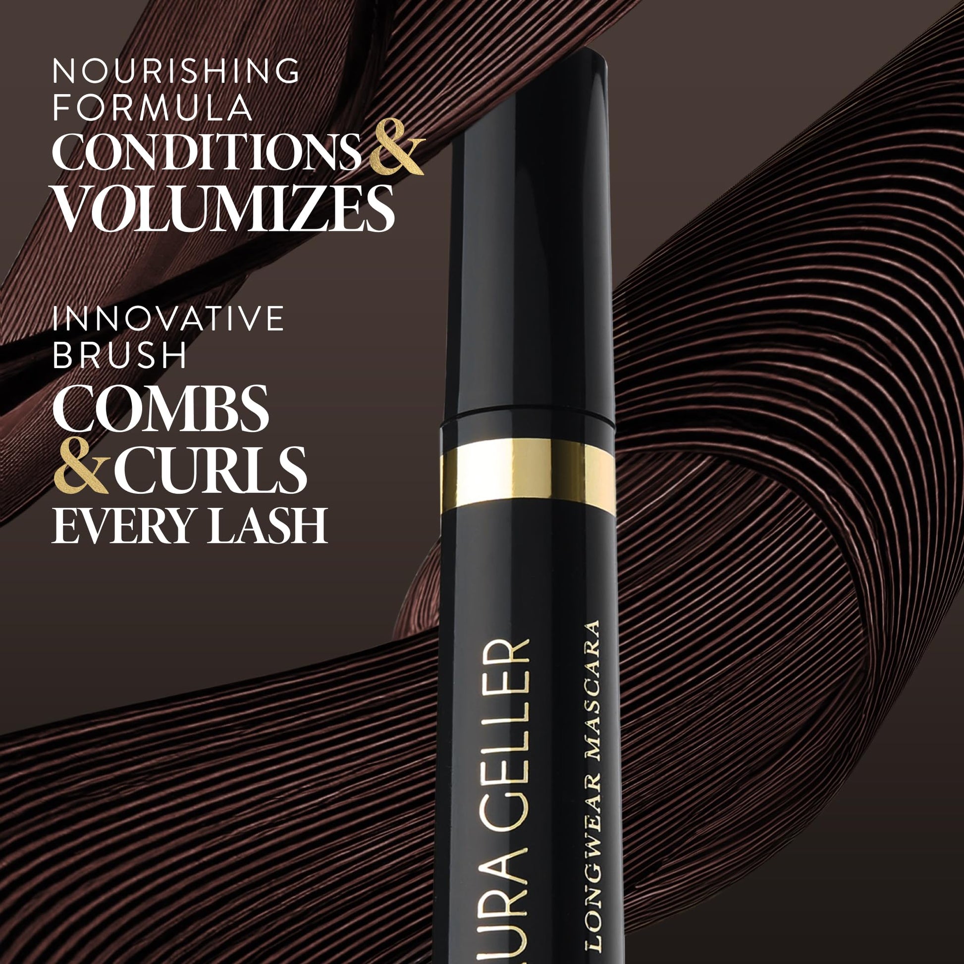 LAURA GELLER NEW YORK Kajal Longwear Mascara, Brown - Lengthening, Defining, Curling, Buildable Formula Eye Makeup - Natural Look for Everyday - dailyvitalstore