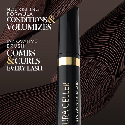 LAURA GELLER NEW YORK Kajal Longwear Mascara, Brown - Lengthening, Defining, Curling, Buildable Formula Eye Makeup - Natural Look for Everyday - dailyvitalstore