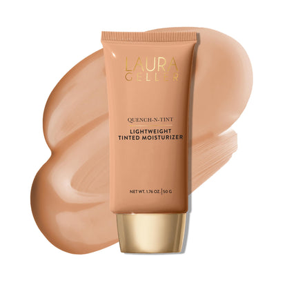 LAURA GELLER NEW YORK Quench-n-Tint Tinted Moisturizer - Sheer to Light Buildable Coverage - Natural Glow Finish - Lightweight Formula with Hyaluronic Acid, 04 Medium - dailyvitalstore
