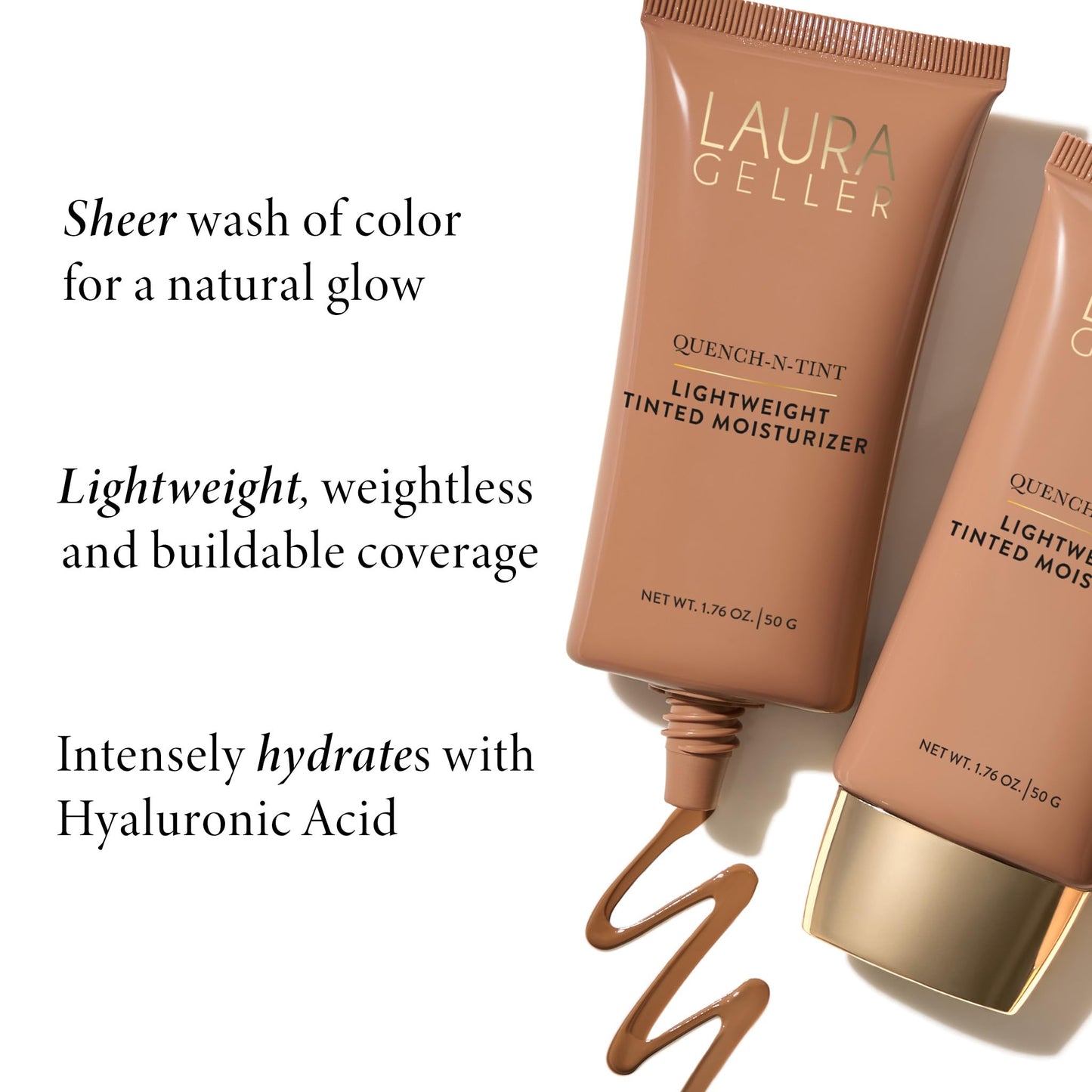 LAURA GELLER NEW YORK Quench-n-Tint Tinted Moisturizer - Sheer to Light Buildable Coverage - Natural Glow Finish - Lightweight Formula with Hyaluronic Acid, 04 Medium - dailyvitalstore