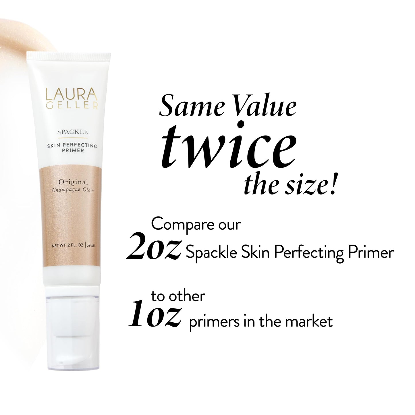 LAURA GELLER NEW YORK Spackle Primer - Champagne Glow - Super-Size 2 Fl Oz - Hyaluronic Acid Makeup Primer for Mature Skin - dailyvitalstore