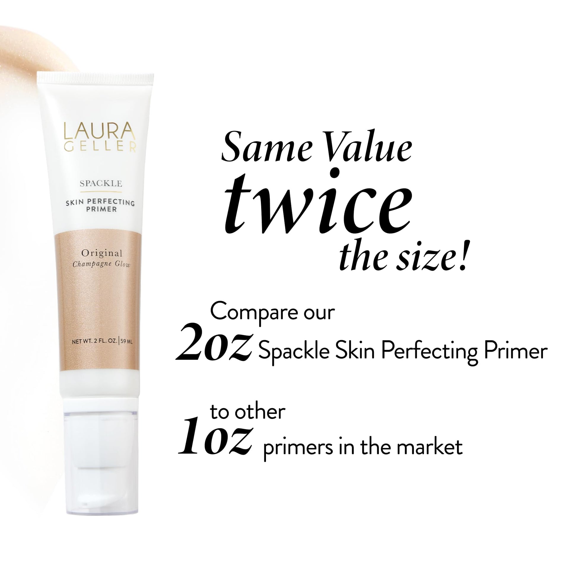 LAURA GELLER NEW YORK Spackle Primer - Champagne Glow - Super-Size 2 Fl Oz - Hyaluronic Acid Makeup Primer for Mature Skin - dailyvitalstore