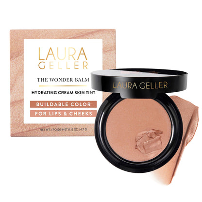 LAURA GELLER NEW YORK The Wonder Balm Cream Illuminator - Hydrating Weightless Subtle Hint of Color + Glow for Mature Skin - Vegan Squalane - Apply to Cheeks & Lips (01 Nice-n-Natural) - dailyvitalstore