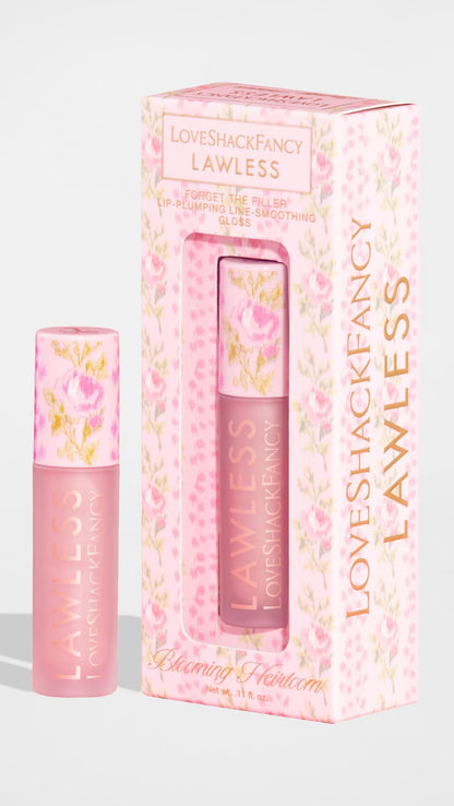 Lawless Women's x LoveShackFancy Forget The Filler Lip Plumping Gloss, Blooming Heirloom, Pink, 0.11 Ounce - dailyvitalstore