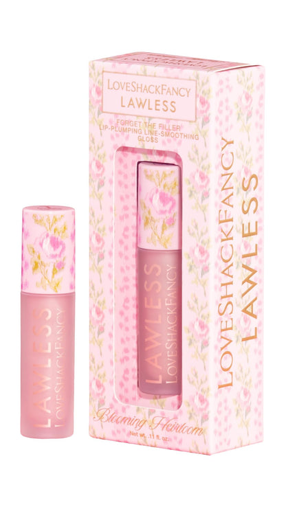 Lawless Women's x LoveShackFancy Forget The Filler Lip Plumping Gloss, Blooming Heirloom, Pink, 0.11 Ounce - dailyvitalstore