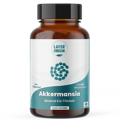 Layer Origin Akkermansia muciniphila Probiotic, with Both Live + Pasteurized Akkermansia and PureHMO Prebiotic, Validated Strain, Updated 4-in-1 Formula - dailyvitalstore