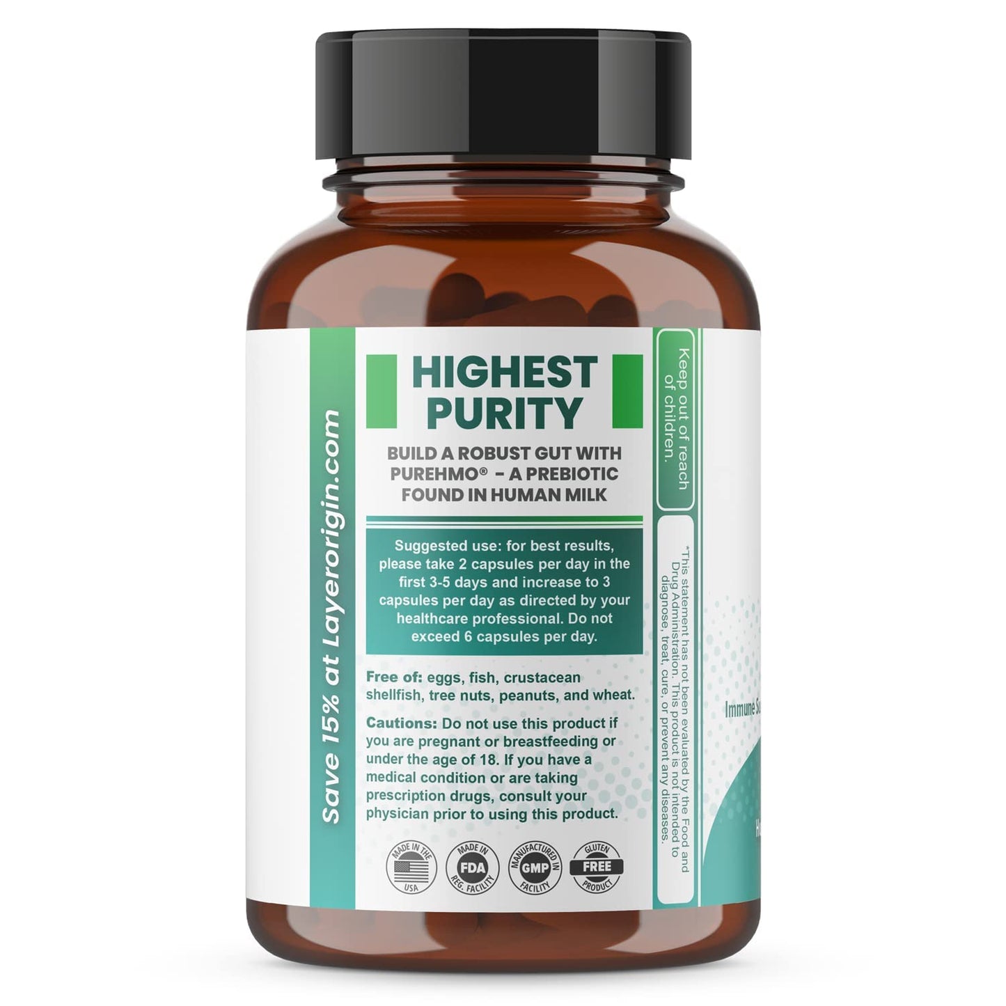 Layer Origin PureHMO Human Milk Oligosaccharide (HMO 2'-FL) Prebiotic Fiber - Feed 180 Billion Probiotics/Serving, 30-Day Supply - dailyvitalstore