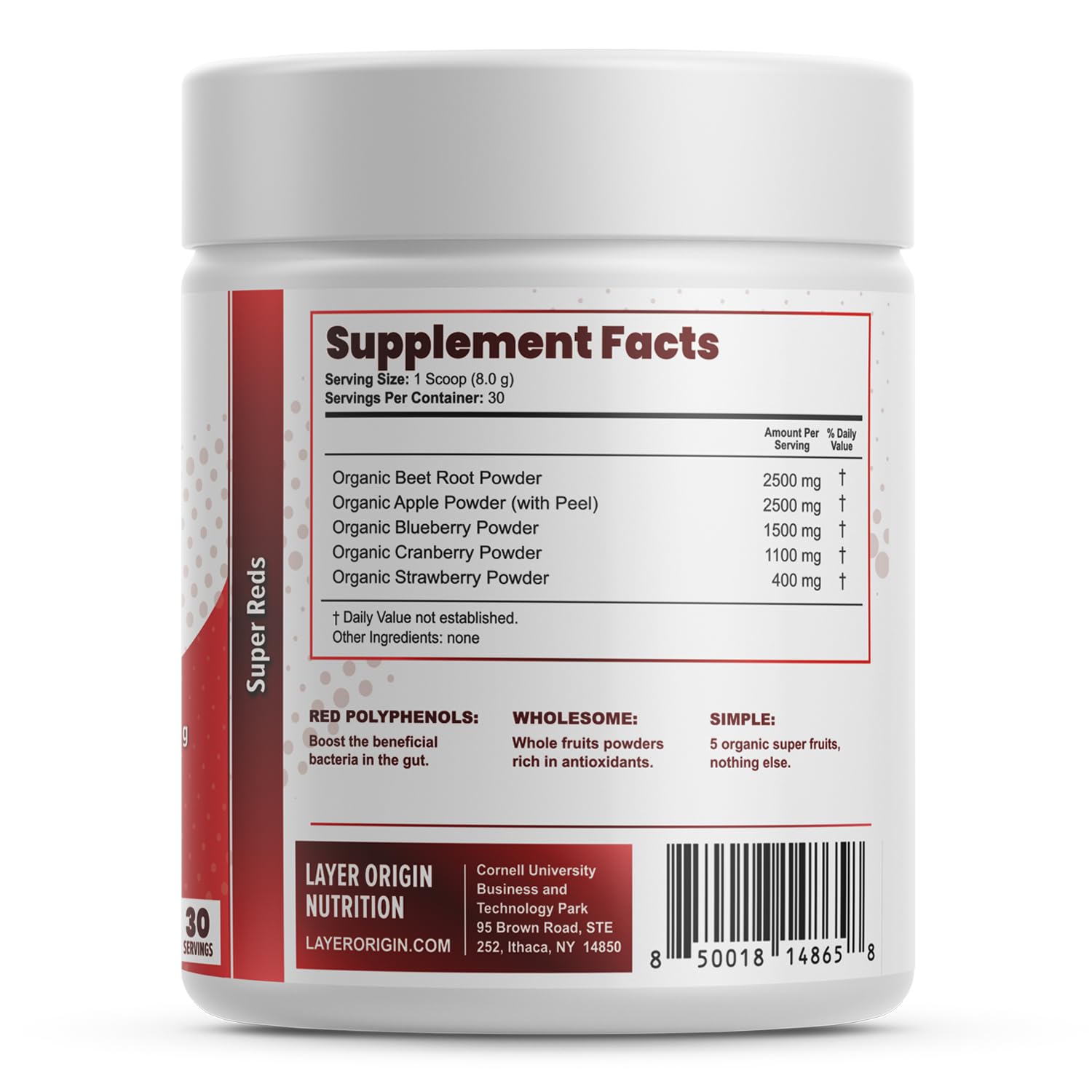 Layer Origin Simple Reds - Organic Red Polyphenols Whole Fruit Powder | Five Real Whole Fruits | 30 Servings - dailyvitalstore