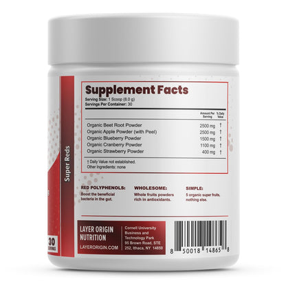 Layer Origin Simple Reds - Organic Red Polyphenols Whole Fruit Powder | Five Real Whole Fruits | 30 Servings - dailyvitalstore