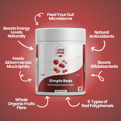 Layer Origin Simple Reds - Organic Red Polyphenols Whole Fruit Powder | Five Real Whole Fruits | 30 Servings - dailyvitalstore