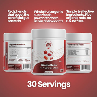 Layer Origin Simple Reds - Organic Red Polyphenols Whole Fruit Powder | Five Real Whole Fruits | 30 Servings - dailyvitalstore