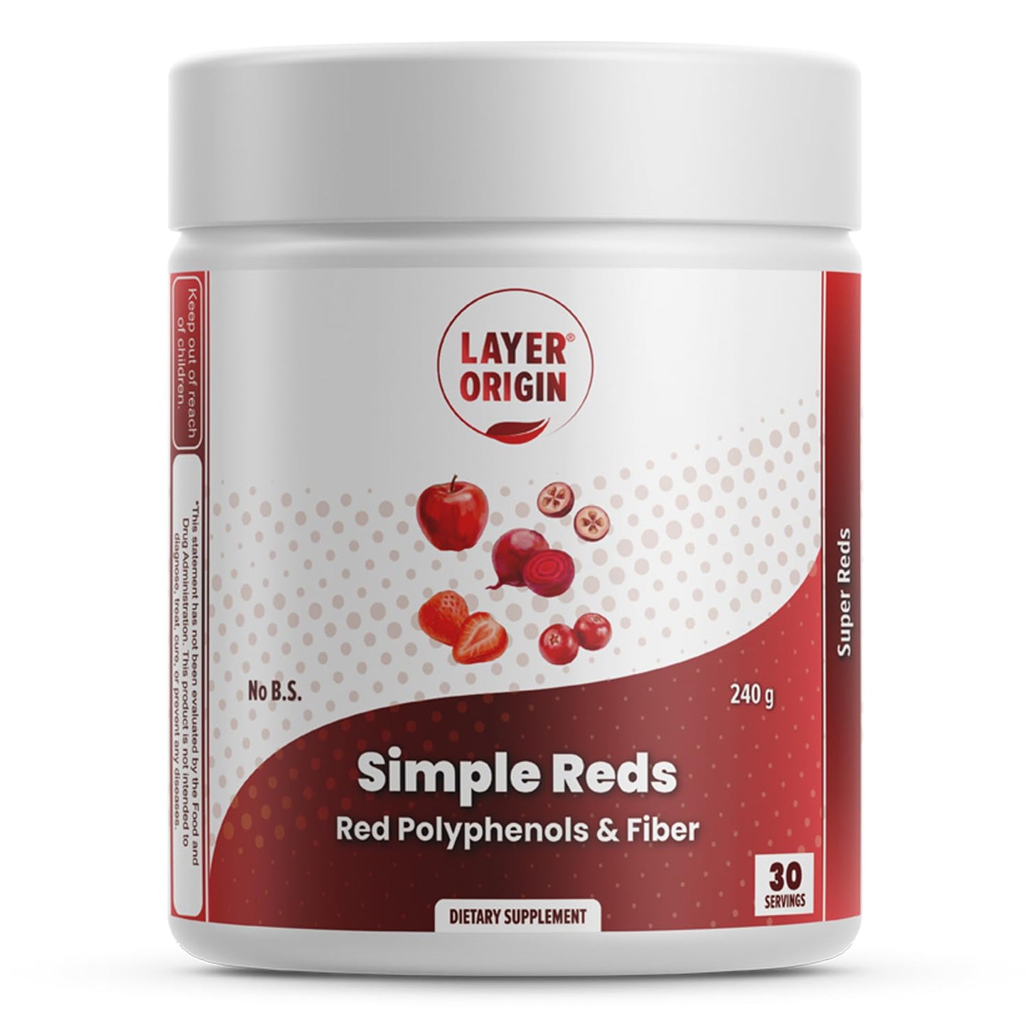 Layer Origin Simple Reds - Organic Red Polyphenols Whole Fruit Powder | Five Real Whole Fruits | 30 Servings - dailyvitalstore