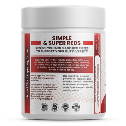 Layer Origin Simple Reds - Organic Red Polyphenols Whole Fruit Powder | Five Real Whole Fruits | 30 Servings - dailyvitalstore