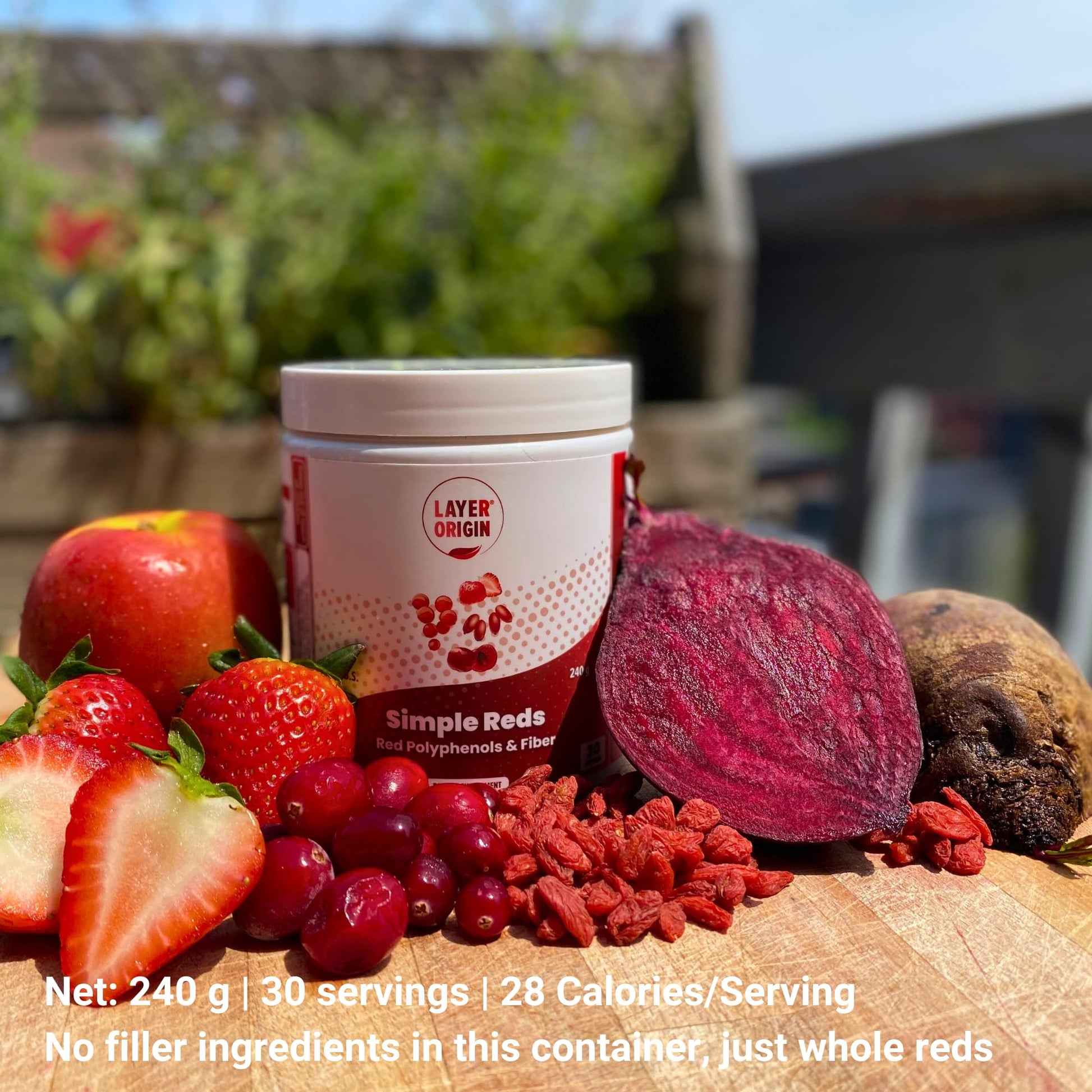 Layer Origin Simple Reds - Organic Red Polyphenols Whole Fruit Powder | Five Real Whole Fruits | 30 Servings - dailyvitalstore