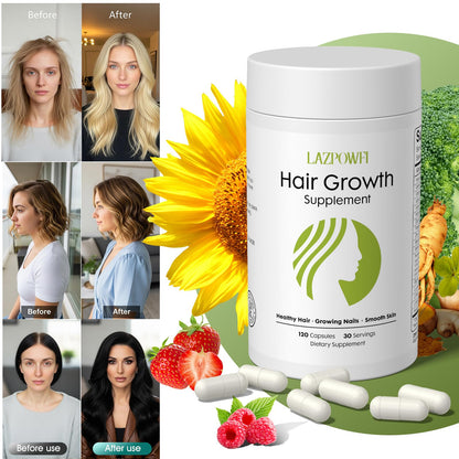 Lazpowfi Hair Growth Supplement, Biotin 10000mcg, 32-in-1 with Vitamin A, B3, C, Magnesium, Calcium, Hair Growth Products, Supports Hair & Nails Natural Growth Vitamins, for Women & Men - 30 Servings - dailyvitalstore