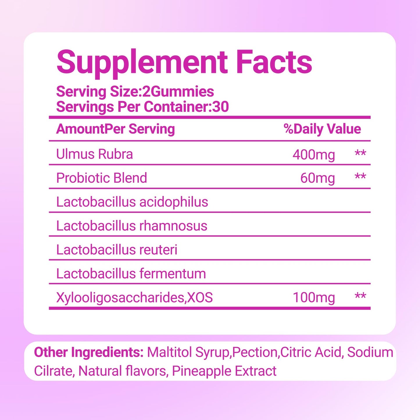 Le Tian Xian Her Juicy Feminine Probiotics Gummies for Women with Slippery Elm, Prebiotics & Lactobacillus - for pH Balance & Digestive Health, Tropical Pineapple Flavor, 60 Count - dailyvitalstore
