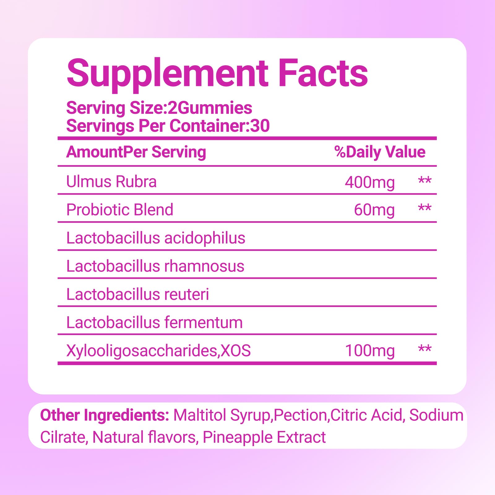 Le Tian Xian Her Juicy Feminine Probiotics Gummies for Women with Slippery Elm, Prebiotics & Lactobacillus - for pH Balance & Digestive Health, Tropical Pineapple Flavor, 60 Count - dailyvitalstore