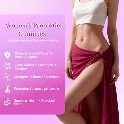 Le Tian Xian Her Juicy Feminine Probiotics Gummies for Women with Slippery Elm, Prebiotics & Lactobacillus - for pH Balance & Digestive Health, Tropical Pineapple Flavor, 60 Count - dailyvitalstore