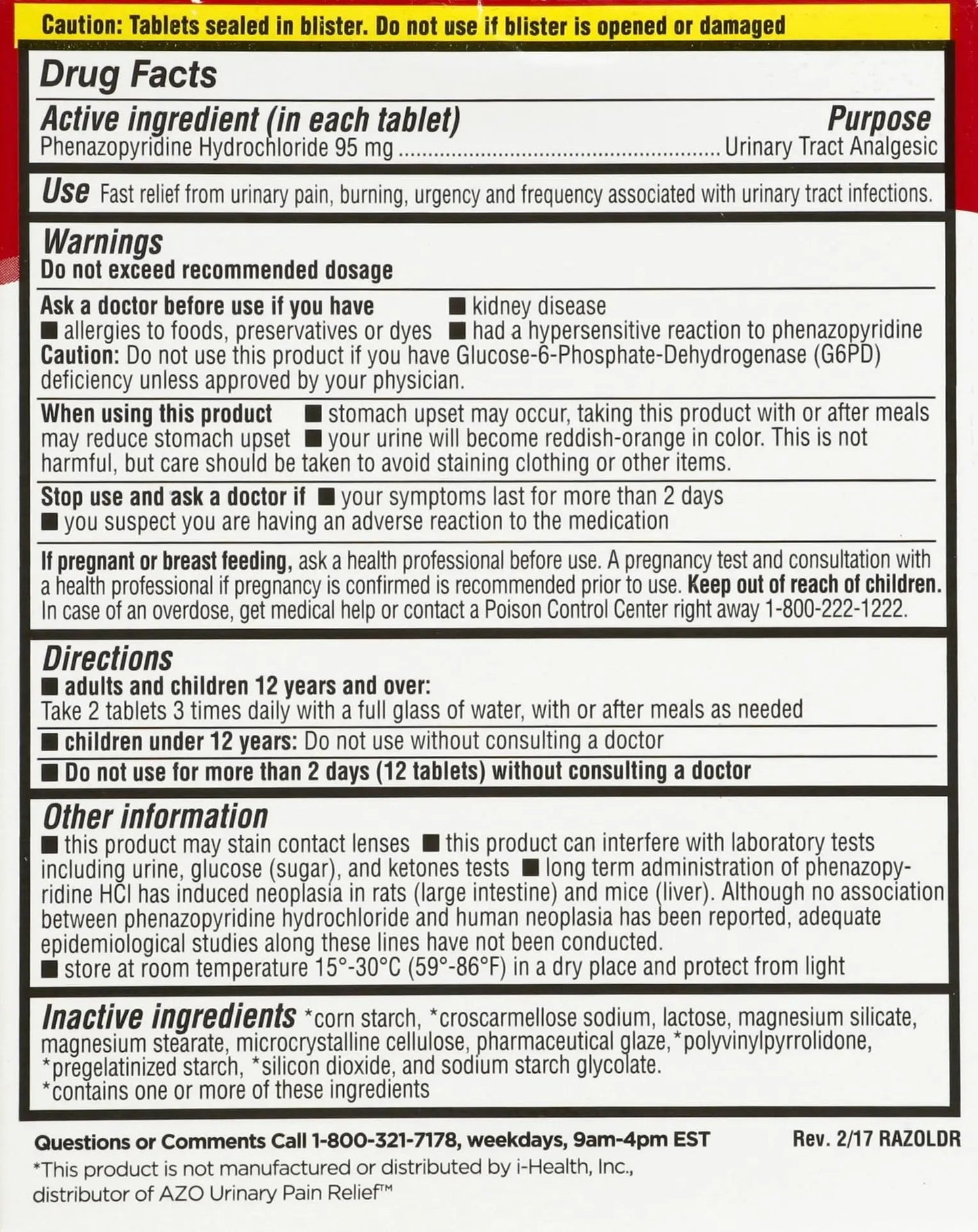 Leader Urinary Pain Relief Maximum Strength, Urinary Tract Analgesic, Relieves Burning and Urgency, Phenazopyridine Hydrochloride 95 mg, for Adults, Both Men & Women, 30 Tablets - dailyvitalstore