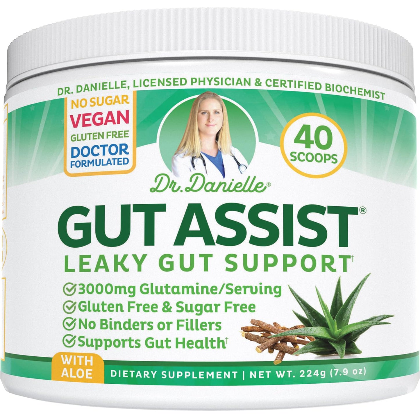 Leaky Gut Support Powder | L-Glutamine Gut Lining Digestive Drink Mix | Gluten-Free Doctor Crafted Botanical Formula | Gut Assist by Dr. Danielle - dailyvitalstore