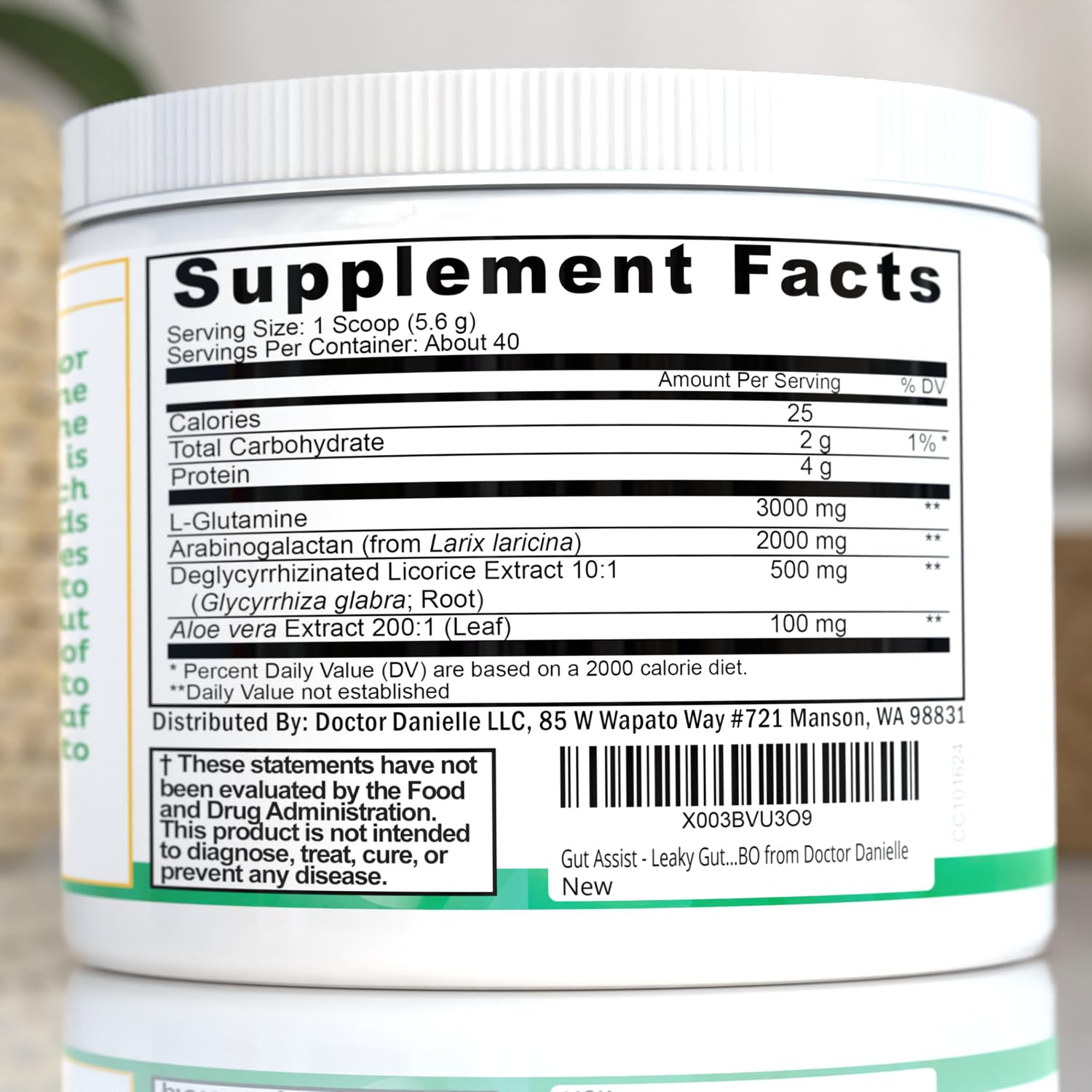 Leaky Gut Support Powder | L-Glutamine Gut Lining Digestive Drink Mix | Gluten-Free Doctor Crafted Botanical Formula | Gut Assist by Dr. Danielle - dailyvitalstore