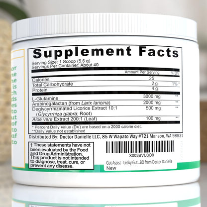 Leaky Gut Support Powder | L-Glutamine Gut Lining Digestive Drink Mix | Gluten-Free Doctor Crafted Botanical Formula | Gut Assist by Dr. Danielle - dailyvitalstore