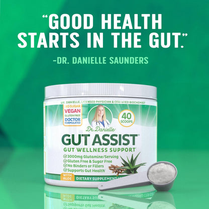 Leaky Gut Support Powder | L-Glutamine Gut Lining Digestive Drink Mix | Gluten-Free Doctor Crafted Botanical Formula | Gut Assist by Dr. Danielle - dailyvitalstore