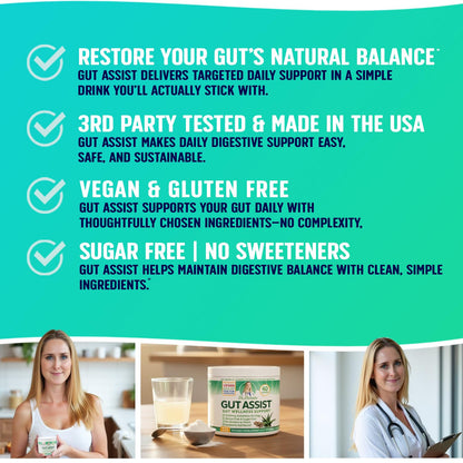 Leaky Gut Support Powder | L-Glutamine Gut Lining Digestive Drink Mix | Gluten-Free Doctor Crafted Botanical Formula | Gut Assist by Dr. Danielle - dailyvitalstore