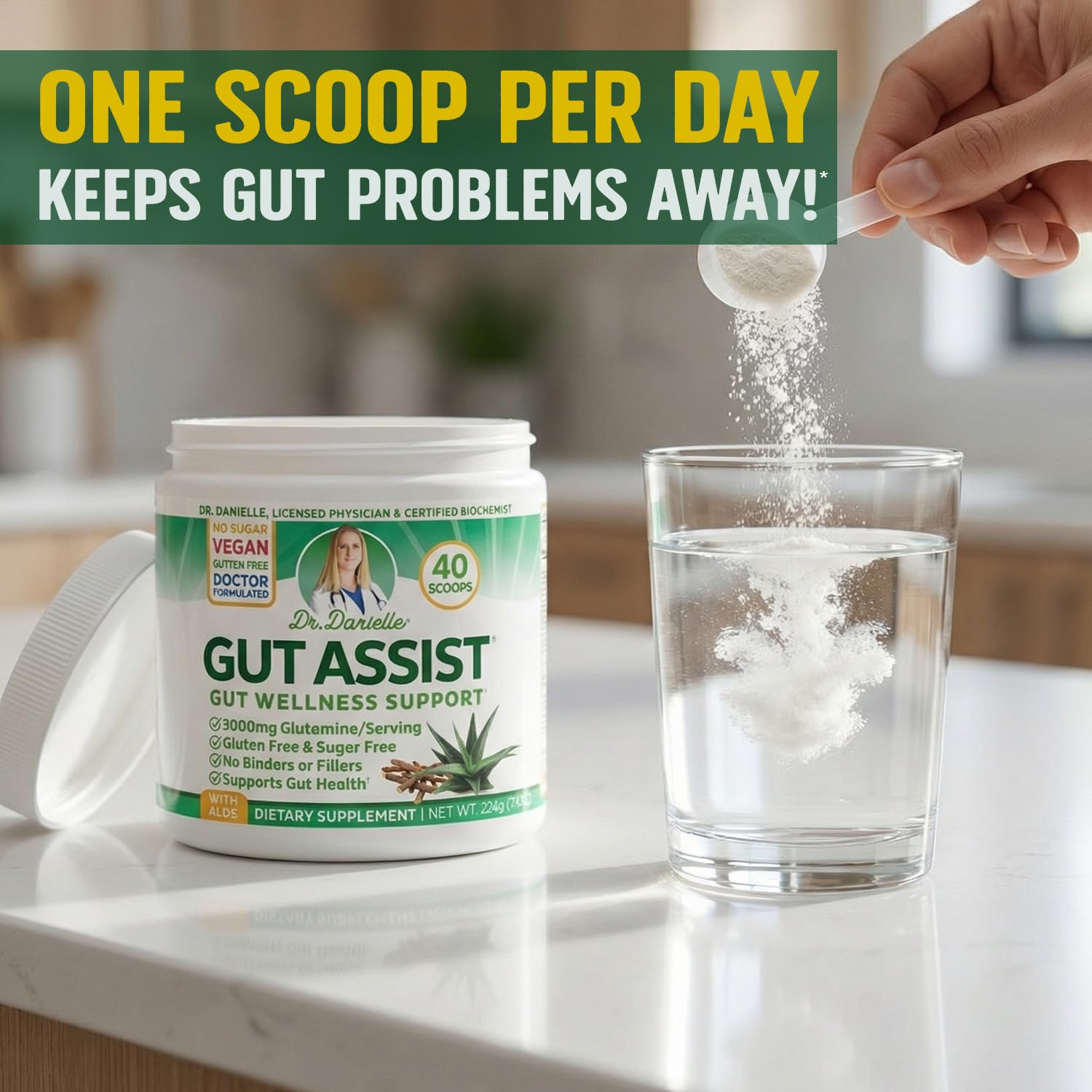 Leaky Gut Support Powder | L-Glutamine Gut Lining Digestive Drink Mix | Gluten-Free Doctor Crafted Botanical Formula | Gut Assist by Dr. Danielle - dailyvitalstore