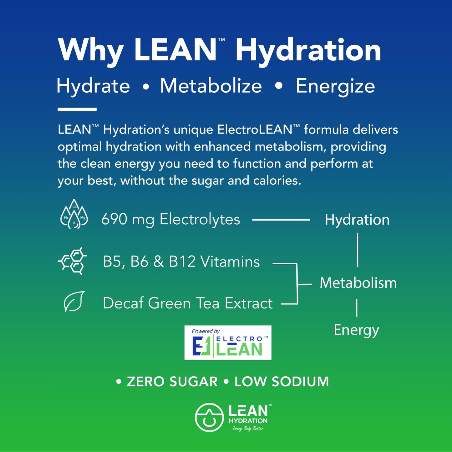 LEAN Hydration Daily Electrolyte Packets Drink Mix | Zero Calories, Zero Sugar Plus Vitamins, Minerals & More | 16 ct (Strawberry Kiwi Melon) - dailyvitalstore