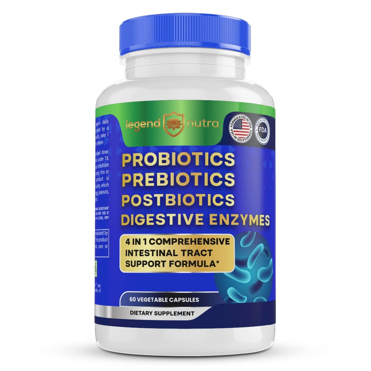 Legend Nutra Probiotics Prebiotics Postbiotics Digestive Enzymes 4 in 1 Formula 60 Count (Pack of 1) - dailyvitalstore