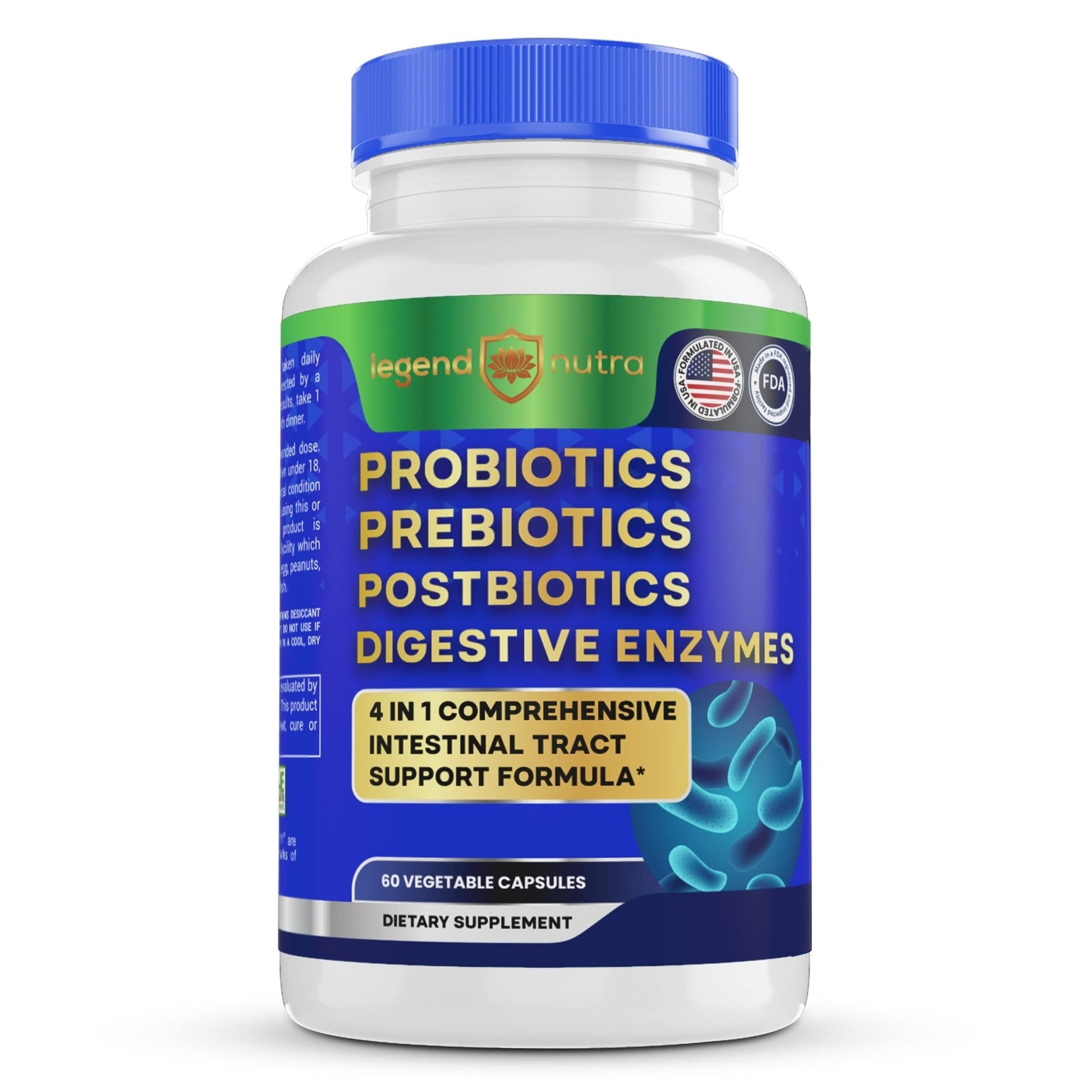 Legend Nutra Probiotics Prebiotics Postbiotics Digestive Enzymes 4 in 1 Formula 60 Count (Pack of 1) - dailyvitalstore
