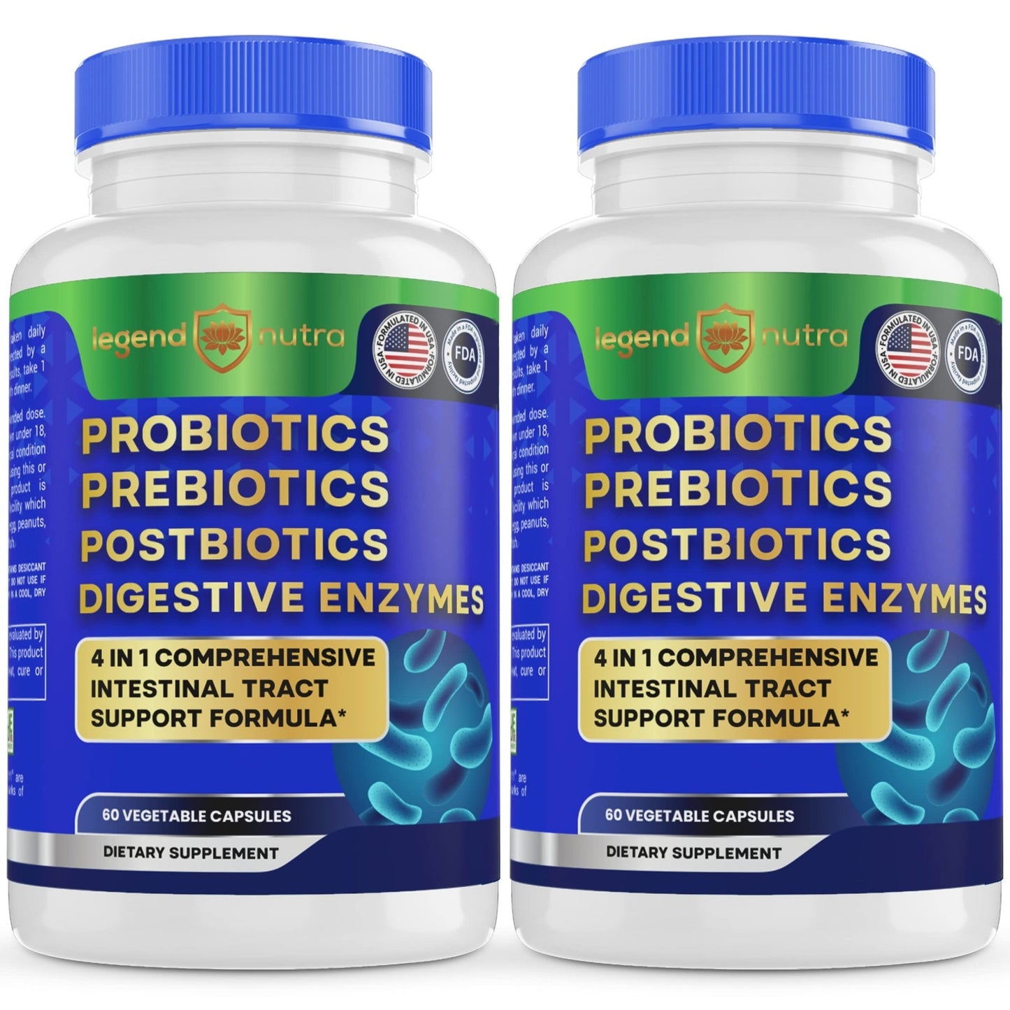 Legend Nutra Probiotics + Prebiotics Postbiotics Digestive Enzymes = 4 in 1 Formula Supplement for Better Digestion Health Women - dailyvitalstore