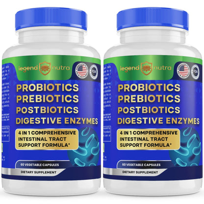 Legend Nutra Probiotics + Prebiotics Postbiotics Digestive Enzymes = 4 in 1 Formula Supplement for Better Digestion Health Women - dailyvitalstore