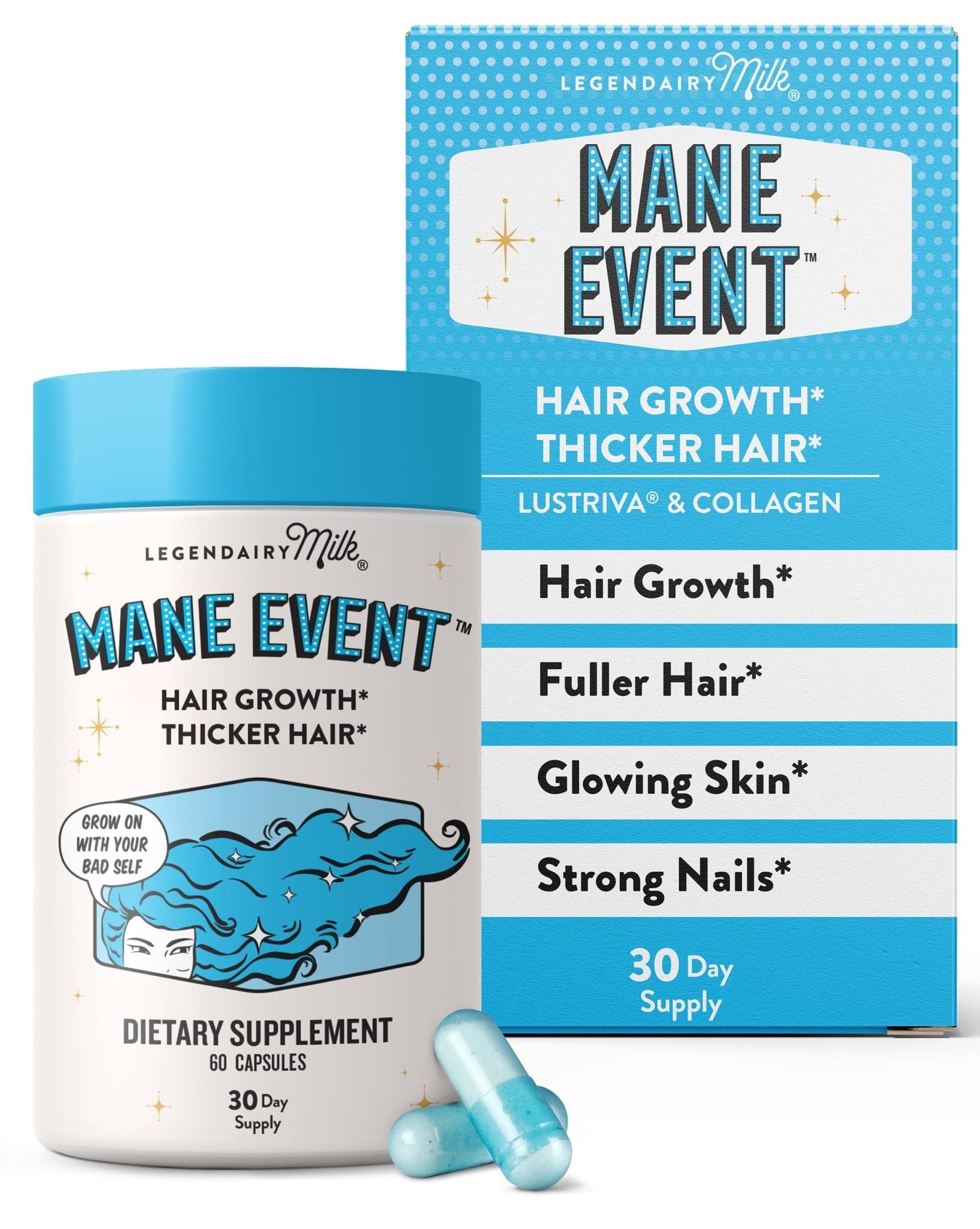 Legendairy Milk Hair Growth Vitamins for Women - Biotin for Hair Growth with Collagen & Lustriva, Hair Loss Products & Supplements for Thinning, Thicker, Fuller, Stronger Skin & Nails, Mane Event™ - dailyvitalstore