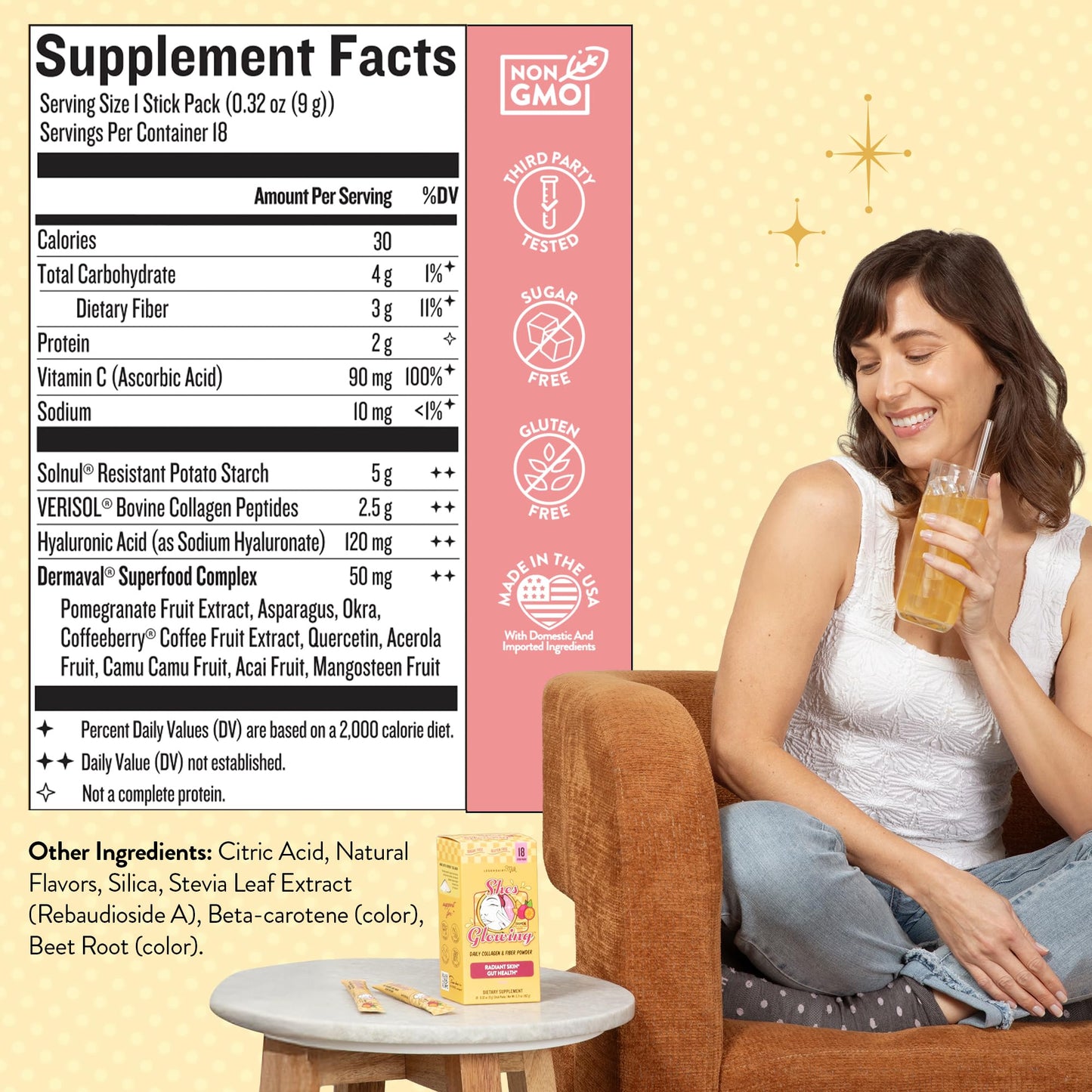 Legendairy Milk She’s Glowing Collagen Peptides Powder with Prebiotic Fiber, Tropical Drink Mix Supplement for Women, - dailyvitalstore