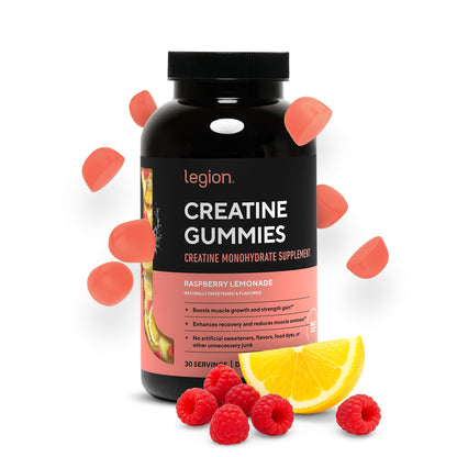 LEGION Creatine Monohydrate Gummies for Men & Women – Clean Chewable Creatine Supplement for Strength, Endurance & Muscle Recovery – 30 Sour Raspberry Lemonade Servings – No Artificial Flavors - dailyvitalstore