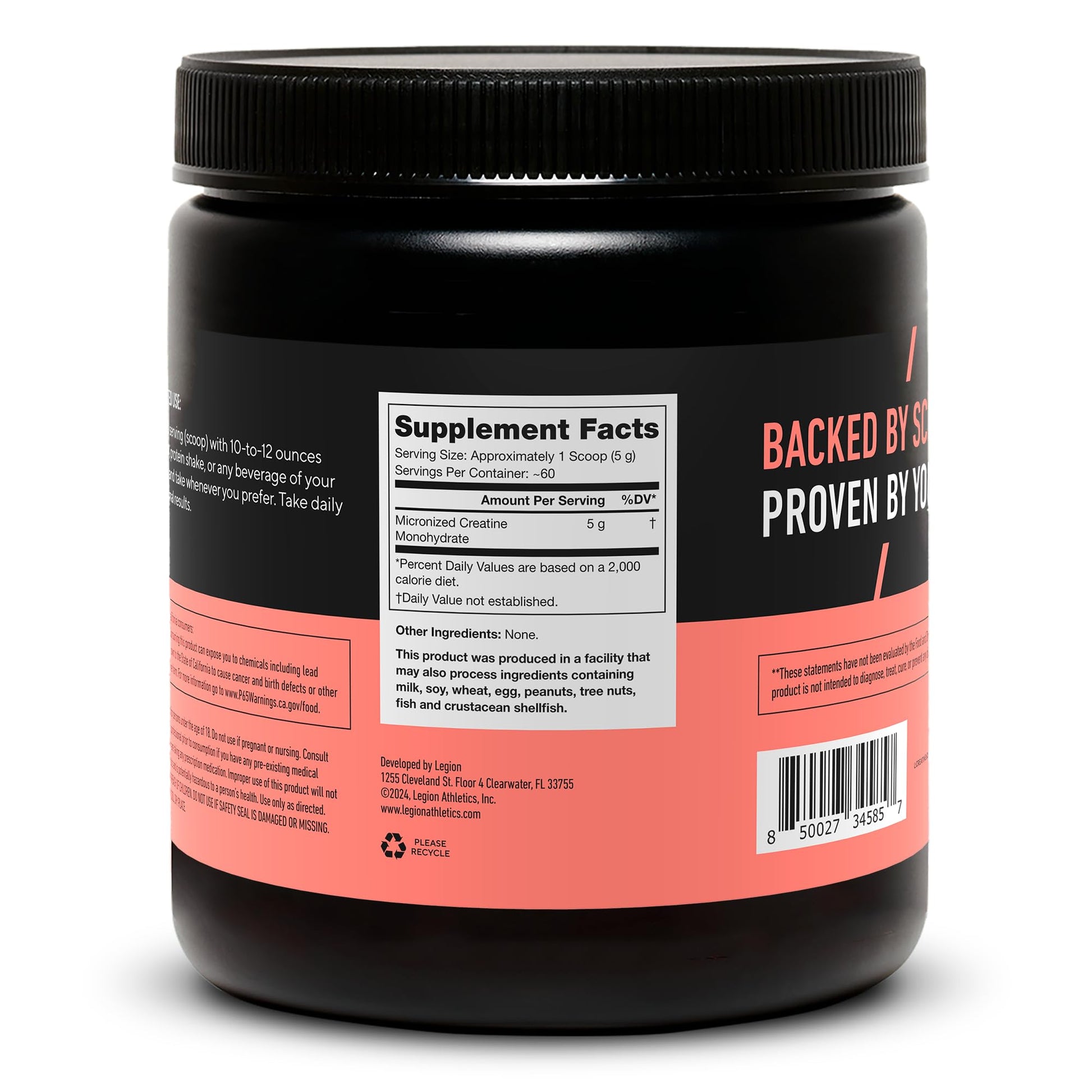 LEGION Micronized Creatine Monohydrate Supplement - Clean Creatine Powder for Muscle Gain & Post Workout Recovery - Micronized Creatine Supplement for Maximum - dailyvitalstore