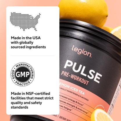 LEGION Pulse Pre Workout Supplement - All Natural Nitric Oxide Preworkout Drink to Boost Energy, Creatine Free, Naturally Sweetened, - dailyvitalstore