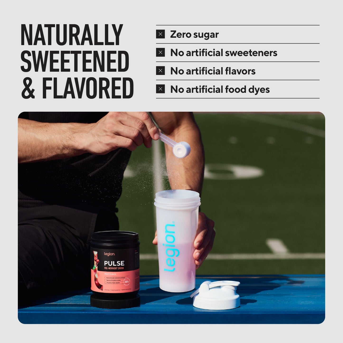 LEGION Pulse Pre Workout Supplement - All Natural Nitric Oxide Preworkout Drink to Boost Energy, Creatine Free, Naturally Sweetened, Beta Alanine, Citrulline, Alpha GPC (Fruit Punch) - dailyvitalstore