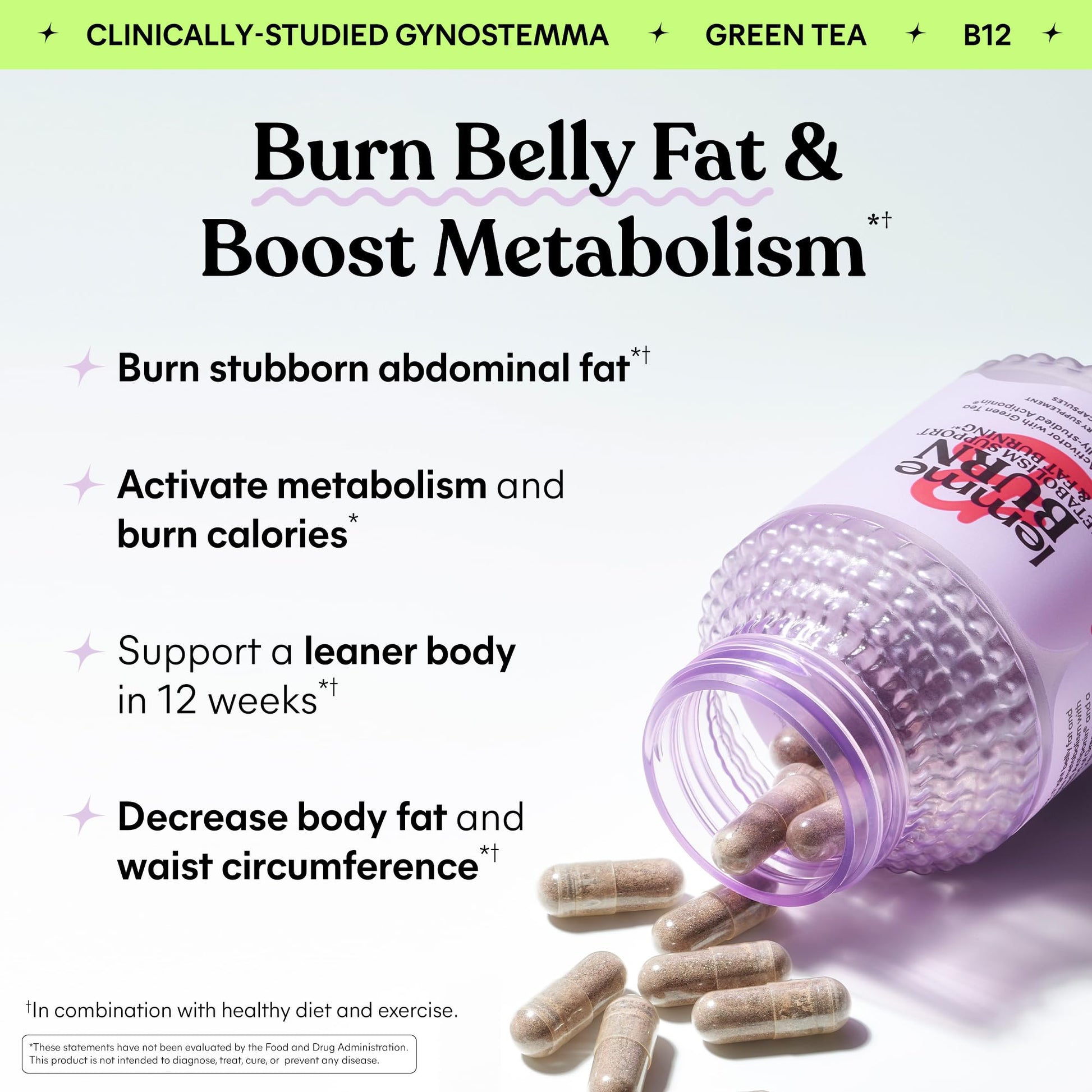 Lemme Burn - Metabolism, Belly Fat Burning + AMPK Activating Supplement for Men & Women w/Clinically Studied Actiponin Gynostemma, Green Tea Extract - dailyvitalstore